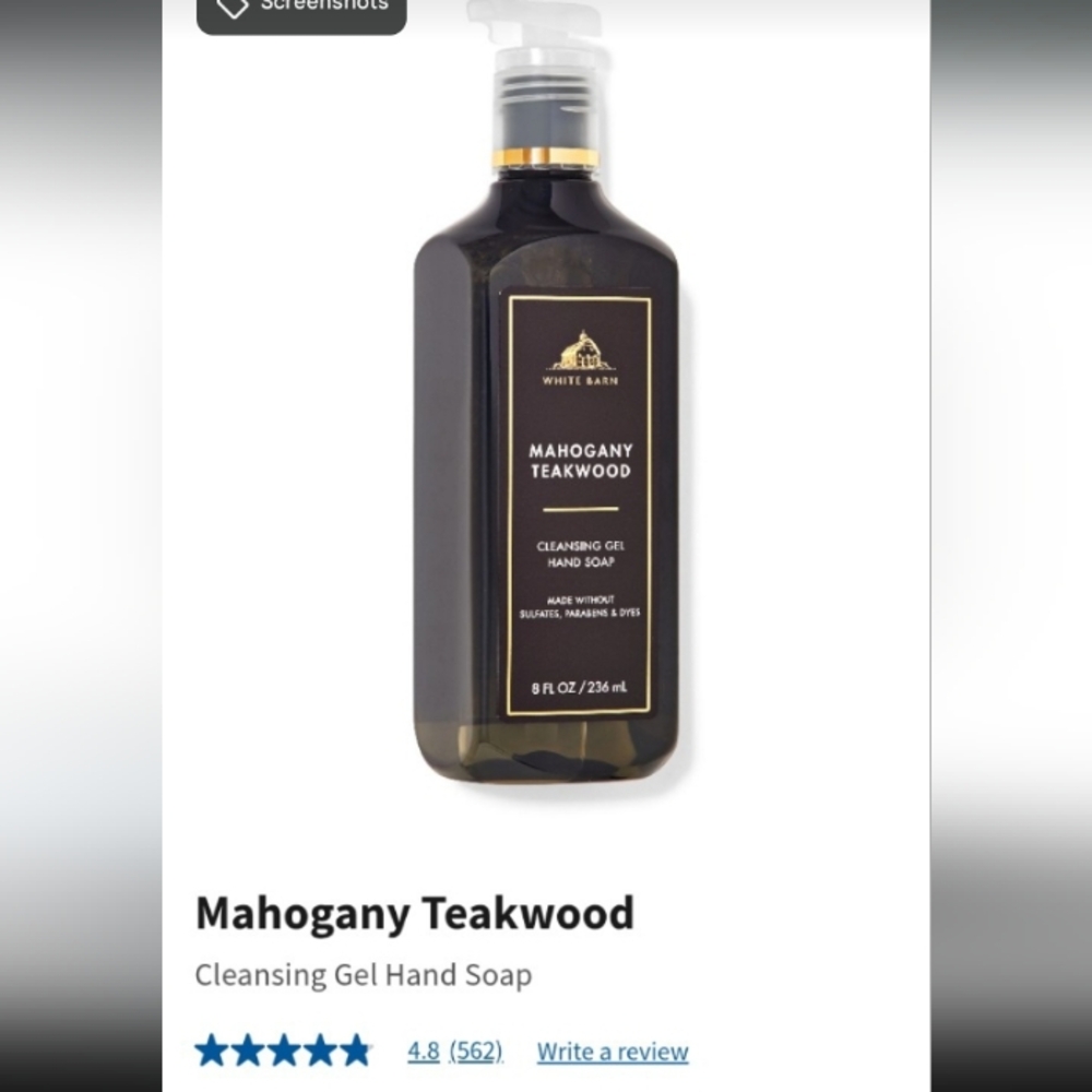 White Barn Mahogany Teakwood Cleansing Gel Hand Soap